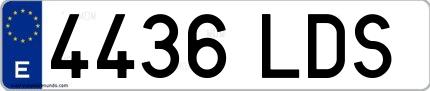 Ejemplo de matrícula española 4436 LDS