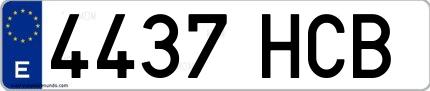 Ejemplo de matrícula española 4437 HCB