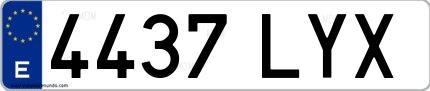 Ejemplo de matrícula española 4437 LYX