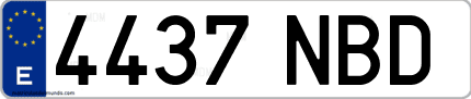 Ejemplo de matrícula de coche ordinaria 4437 NBD