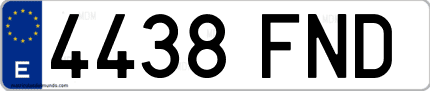 Ejemplo de matrícula de coche ordinaria 4438 FND