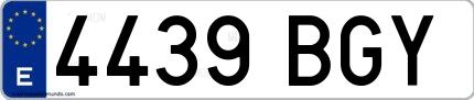 Ejemplo de matrícula española 4439 BGY