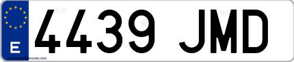 Ejemplo de matrícula de coche ordinaria 4439 JMD