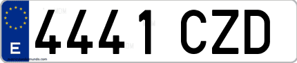 Ejemplo de matrícula de coche ordinaria 4441 CZD