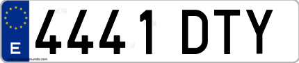 Ejemplo de matrícula de coche ordinaria 4441 DTY