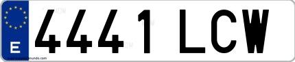 Ejemplo de matrícula española 4441 LCW