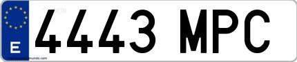 Ejemplo de matrícula española 4443 MPC