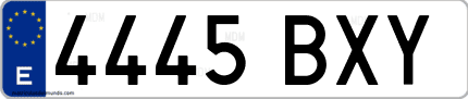 Ejemplo de matrícula de coche ordinaria 4445 BXY