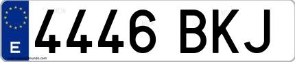 Ejemplo de matrícula española 4446 BKJ