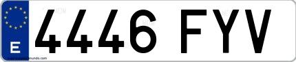 Ejemplo de matrícula española 4446 FYV