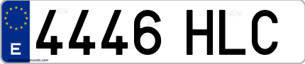 Ejemplo de matrícula de coche ordinaria 4446 HLC