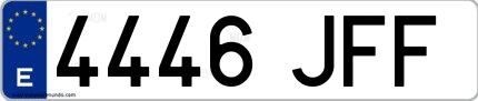 Ejemplo de matrícula española 4446 JFF