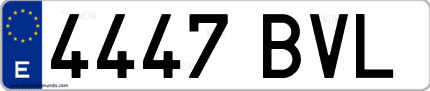 Ejemplo de matrícula de coche ordinaria 4447 BVL