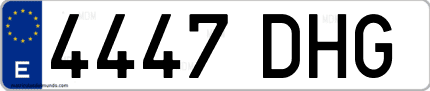 Ejemplo de matrícula de coche ordinaria 4447 DHG