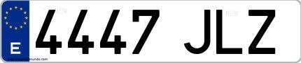 Ejemplo de matrícula española 4447 JLZ