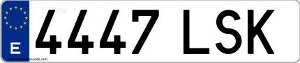 Ejemplo de matrícula española 4447 LSK
