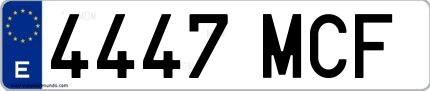 Ejemplo de matrícula española 4447 MCF