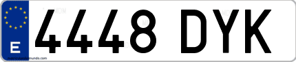 Ejemplo de matrícula de coche ordinaria 4448 DYK