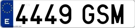 Ejemplo de matrícula española 4449 GSM