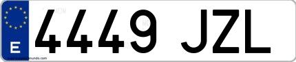 Ejemplo de matrícula española 4449 JZL