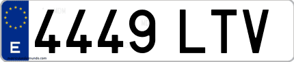 Ejemplo de matrícula de coche ordinaria 4449 LTV