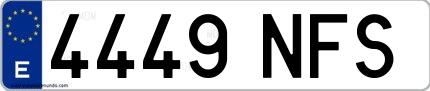Ejemplo de matrícula española 4449 NFS