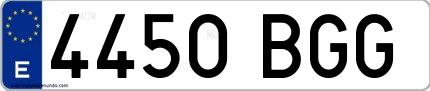 Ejemplo de matrícula española 4450 BGG