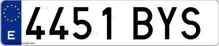 Ejemplo de matrícula española 4451 BYS