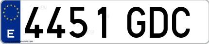 Ejemplo de matrícula española 4451 GDC