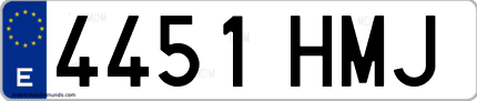 Ejemplo de matrícula de coche ordinaria 4451 HMJ
