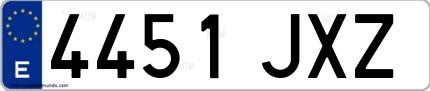 Ejemplo de matrícula española 4451 JXZ