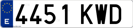 Ejemplo de matrícula de coche ordinaria 4451 KWD