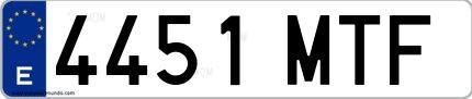 Ejemplo de matrícula española 4451 MTF