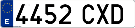 Ejemplo de matrícula de coche ordinaria 4452 CXD
