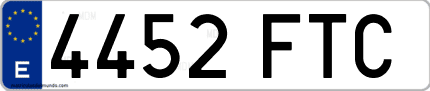 Ejemplo de matrícula de coche ordinaria 4452 FTC