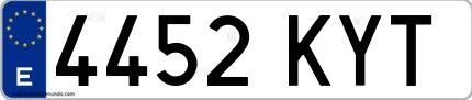 Ejemplo de matrícula española 4452 KYT