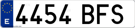 Ejemplo de matrícula de coche ordinaria 4454 BFS