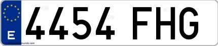 Ejemplo de matrícula española 4454 FHG