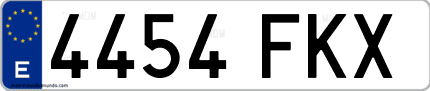Ejemplo de matrícula de coche ordinaria 4454 FKX