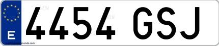 Ejemplo de matrícula española 4454 GSJ