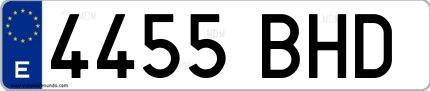 Ejemplo de matrícula española 4455 BHD
