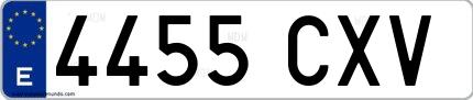 Ejemplo de matrícula española 4455 CXV