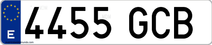 Ejemplo de matrícula de coche ordinaria 4455 GCB
