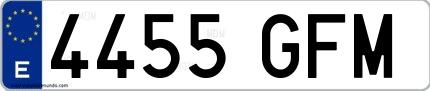 Ejemplo de matrícula española 4455 GFM