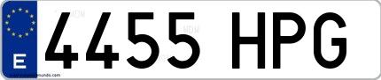 Ejemplo de matrícula española 4455 HPG