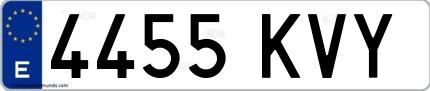 Ejemplo de matrícula española 4455 KVY