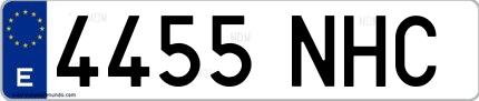 Ejemplo de matrícula española 4455 NHC