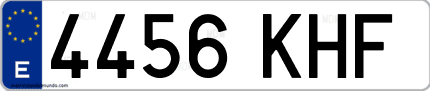 Ejemplo de matrícula de coche ordinaria 4456 KHF