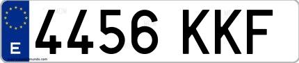 Ejemplo de matrícula española 4456 KKF