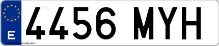 Ejemplo de matrícula española 4456 MYH